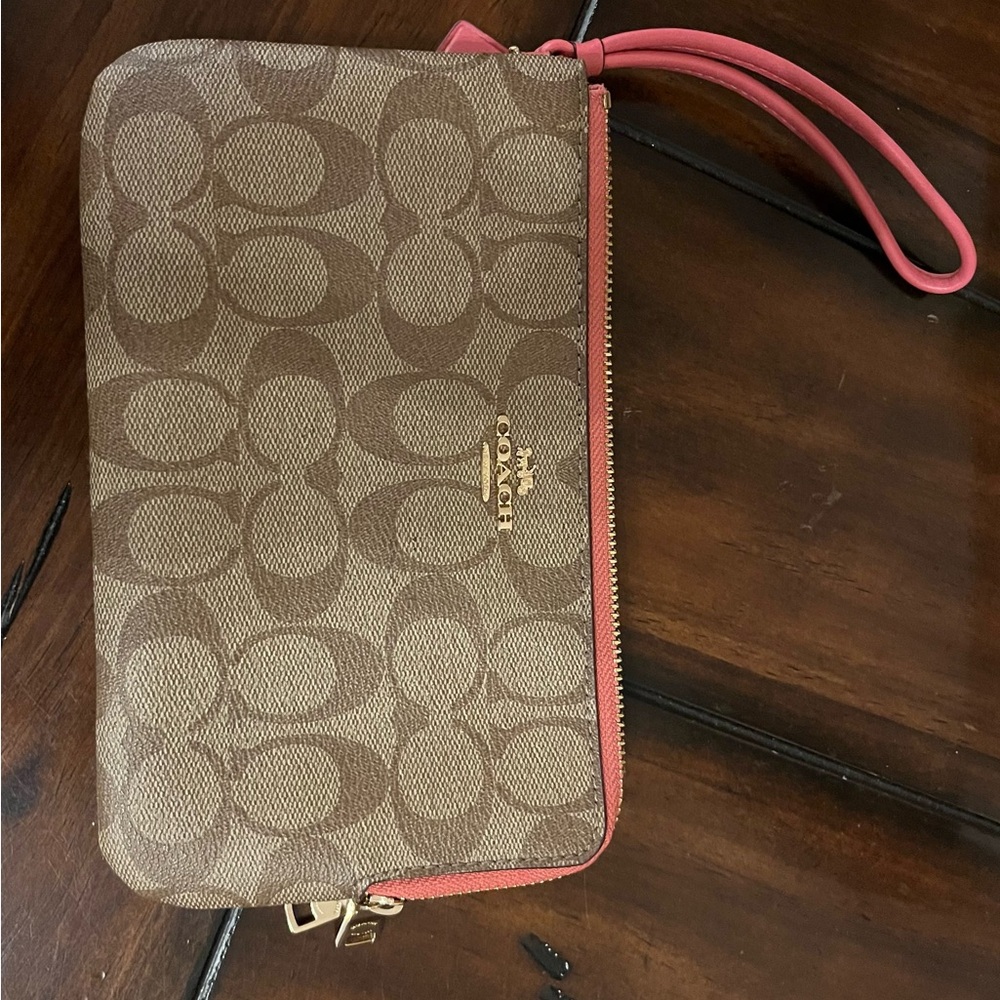 Coach Brown and Pink Wristlet